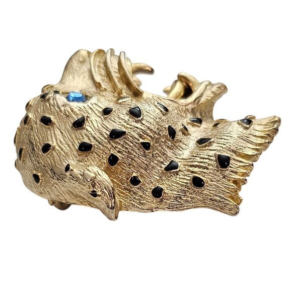 Hattie Carnegie Unsigned Roaring Cheetah Leopard Cat Brooch Rhinestone Pin J383 - Picture 4 of 9